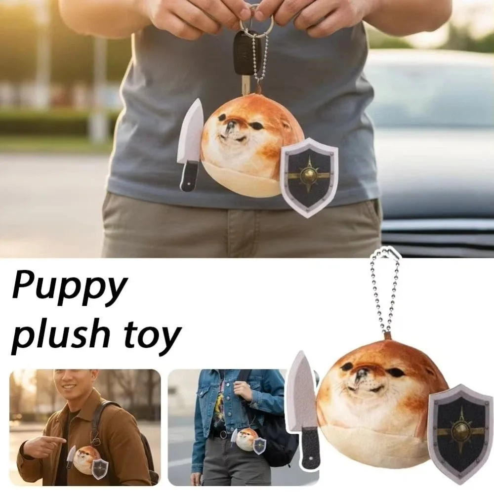 PP Cotton What The Dog Doing Pendant Cartoon Animal Shiba Inu Dog Abstract Cotton Soft Shield Dog Keychain Birthday Gift