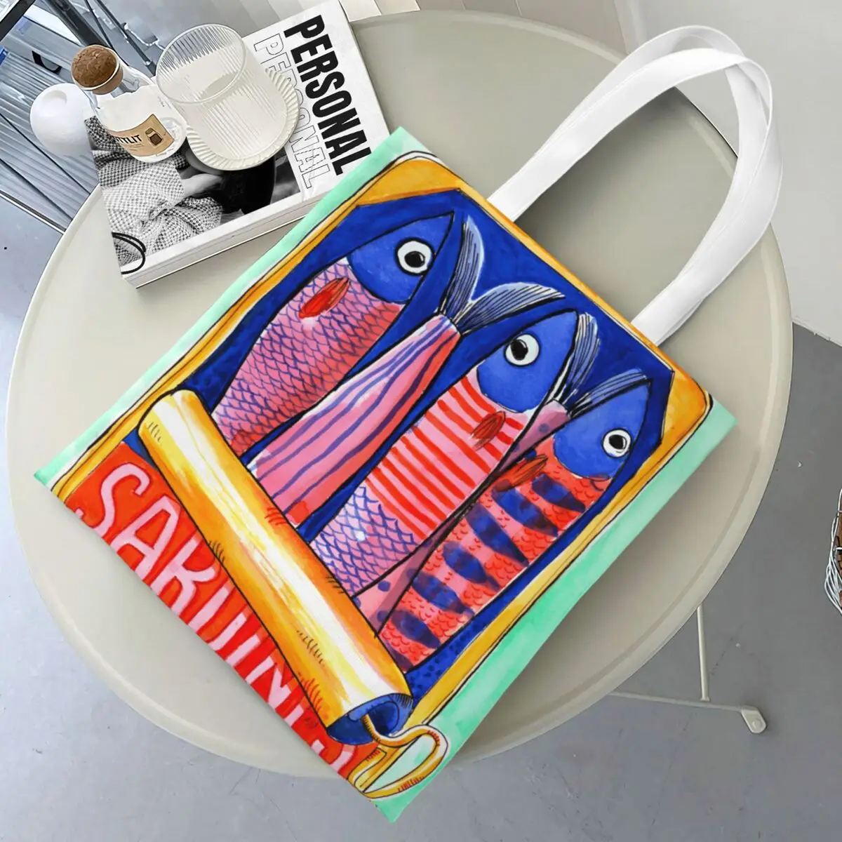 

Retro Sardine Pattern Shopper Bag Handbags Women Designer Tote Bag Elegant Polyester Streetwear Beach Bag