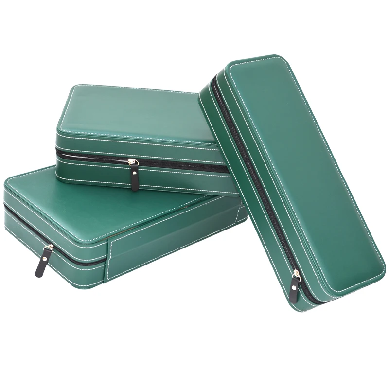 Watch Box Portable Travel Zipper PU Leather Storage Case Watch Display Box for Business Trips and Christmas Gifts