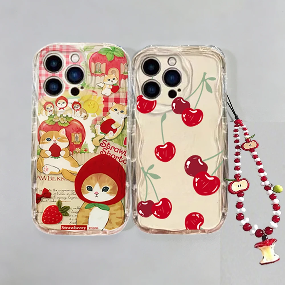 Coque en silicone motif chat peint mignon et fraise pour Xiaomi POCO X8 Pro Max X7 X6 X5 F3 X3 M3 M4 M6 F6 F7 F8 Mi 15T Pro 15 Ultra