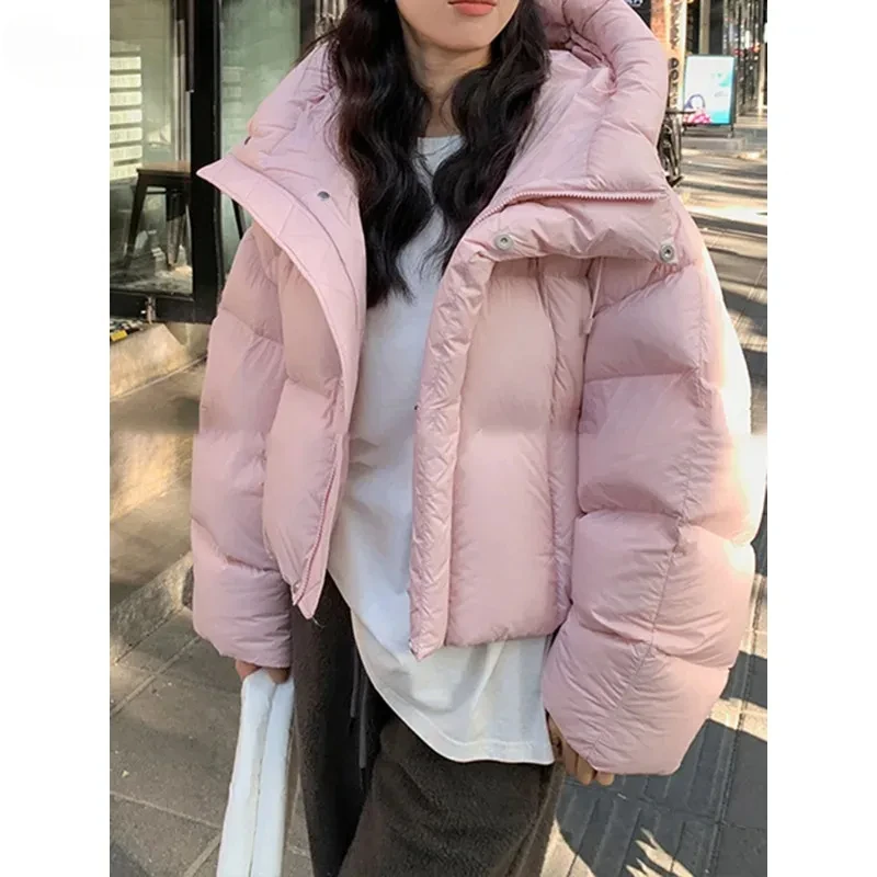 Aotvotee Winter Coat Women Parkas Hooded Cropped Thicken Warm Casual Loose Jacket Korean Fall Winter Fashion Down Cotton Parkas