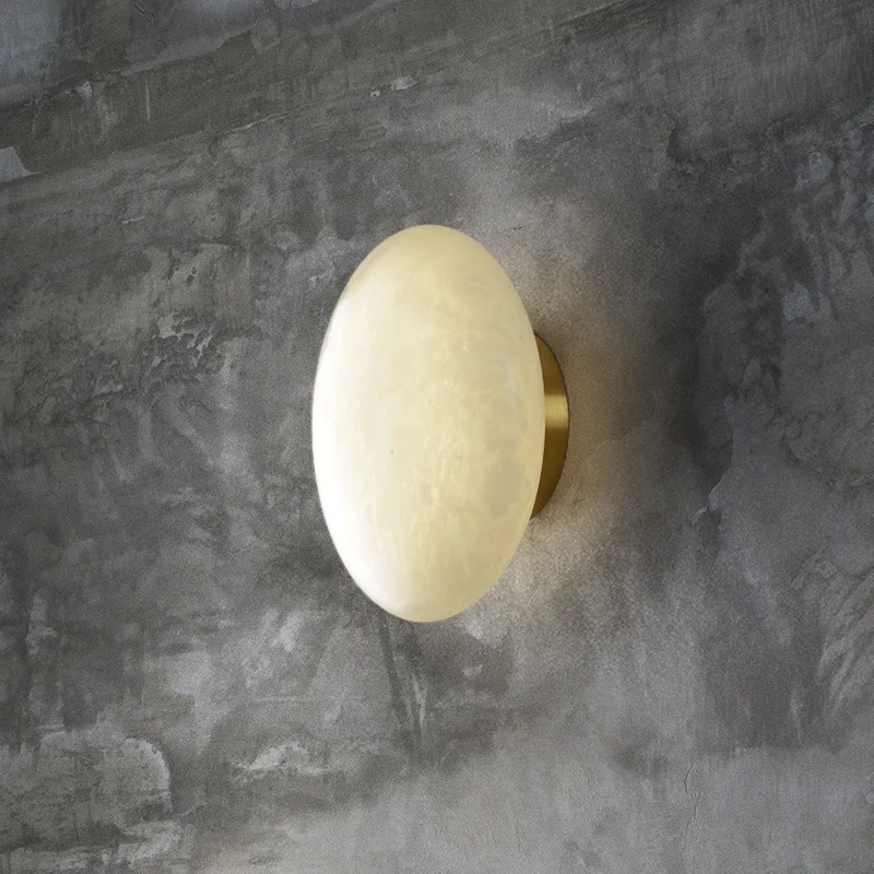 Modern Minimalist LED Copper Wall Lamp Designer Alabaster Bedside for Bedroom Living Room
