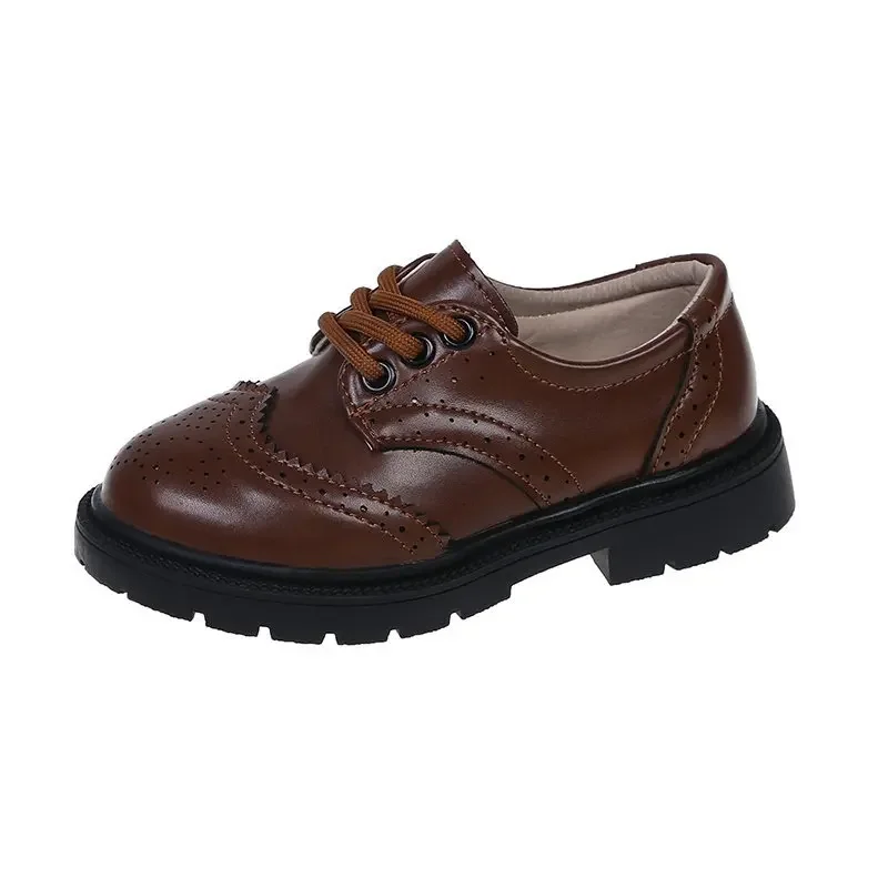 Sapatos de couro para meninos e meninas, Oxfords Classic Fashion, Soft Respirável, Formal, Preto, Escola, Festa, Casamento, 26-36