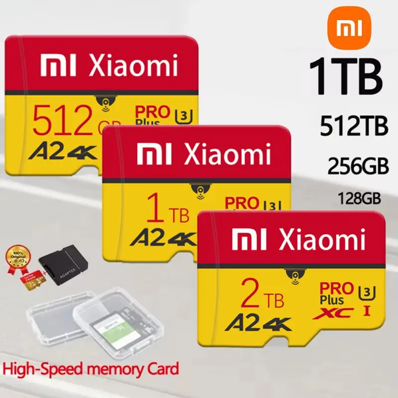 การ์ดหน่วยความจำ Xiaomi 2TB ความเร็วสูง1TB 512GB Class10 Micro TF SD Card 128GB A2 V30การ์ด SD สำหรับ Nintendo SWITCH Ps5 Drone