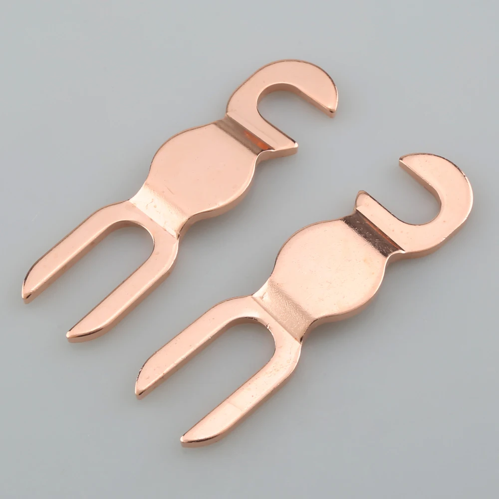 4PCS Red Copper/Sliver/Gold plated KTV Speaker Jumper Bridge Cable U Fork Audio Terminal Connector DIY audio Y spade plug - Image 3