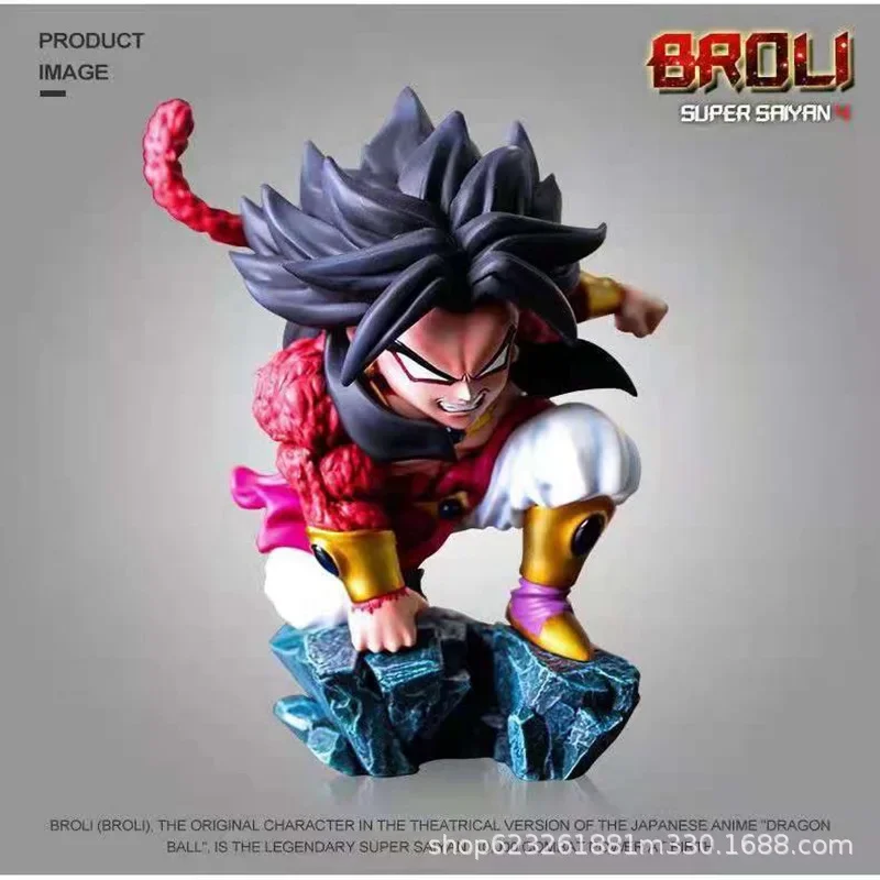 Nieuwe 12Cm Drakenbal Q Versie Saiyan Super 4 Broly Level 4 Auto Handgemaakte Anime Model Pop Ornamenten