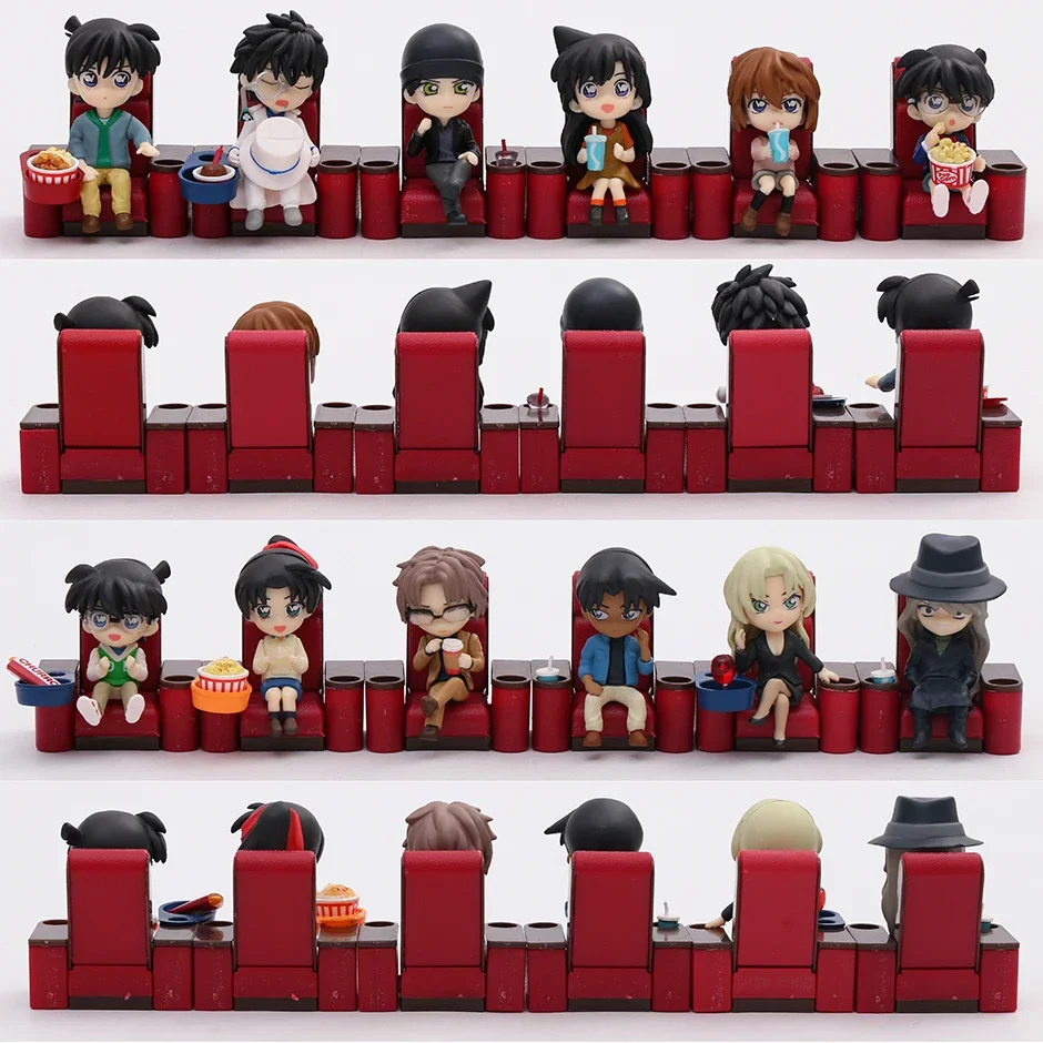 Detective Conan Movie Theater Cinema Set Akai Shuichi Hattori Heiji Okiya Subaru Gin Vermouth PVC Figures Toys Decoration Dolls