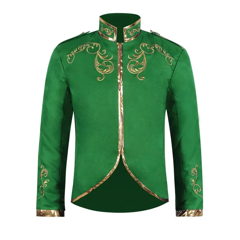 

Fashionable Embroidered Sports Suit Jacket Halloween Men's Outerwear Midcentury Court Prince Gold Stitched Elegant Coat