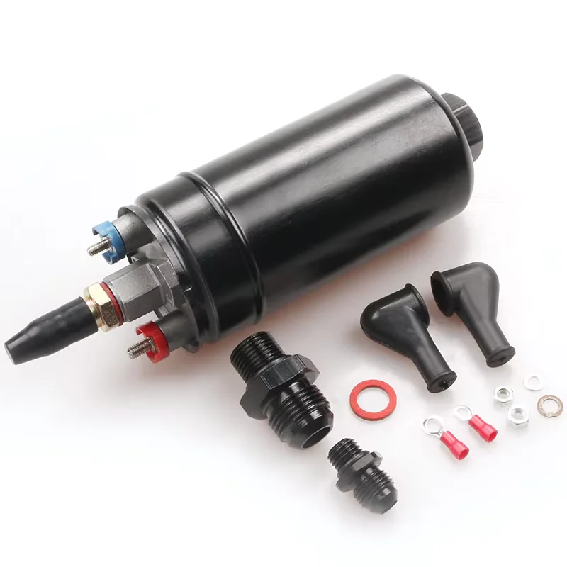 0580254044 Universal 12V Aluminum Inline External Electric Fuel Pump for Supercharged Engines Black FP-1033