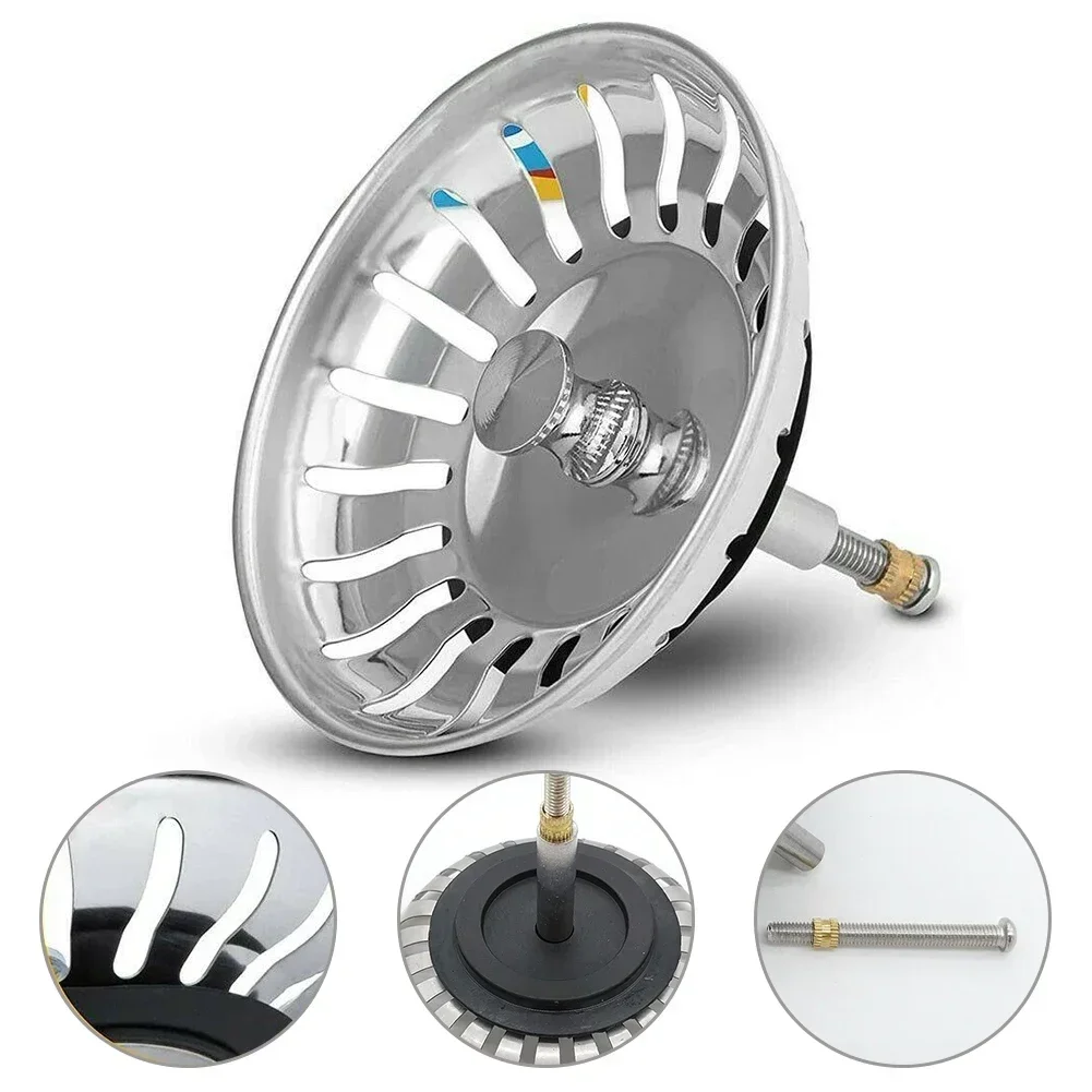 1PCS Kitchen Sink Drain Waste Plug Stainless Steel Kitchen Sink Strainer Waste Plug Basin Drain Filter For Kitchen Tools