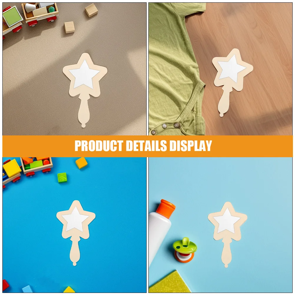 12 قطعة مرايا خشبية صغيرة محمولة للأطفال غير قابلة للكسر، مرآة آمنة للأطفال الصغار، مجموعة أنشطة يدوية من الخشب خفيف الوزن #4