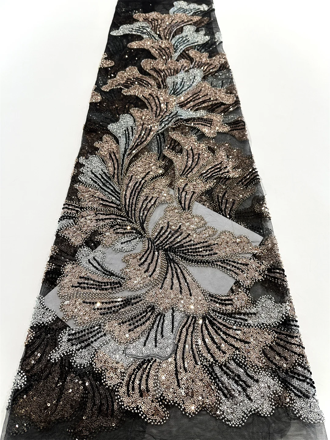 

2025 African French Nigerian High End Tulle Lace Fabric With Beads Sequins Mesh for Embroiderg Wedding Party Bride Sewing Dress