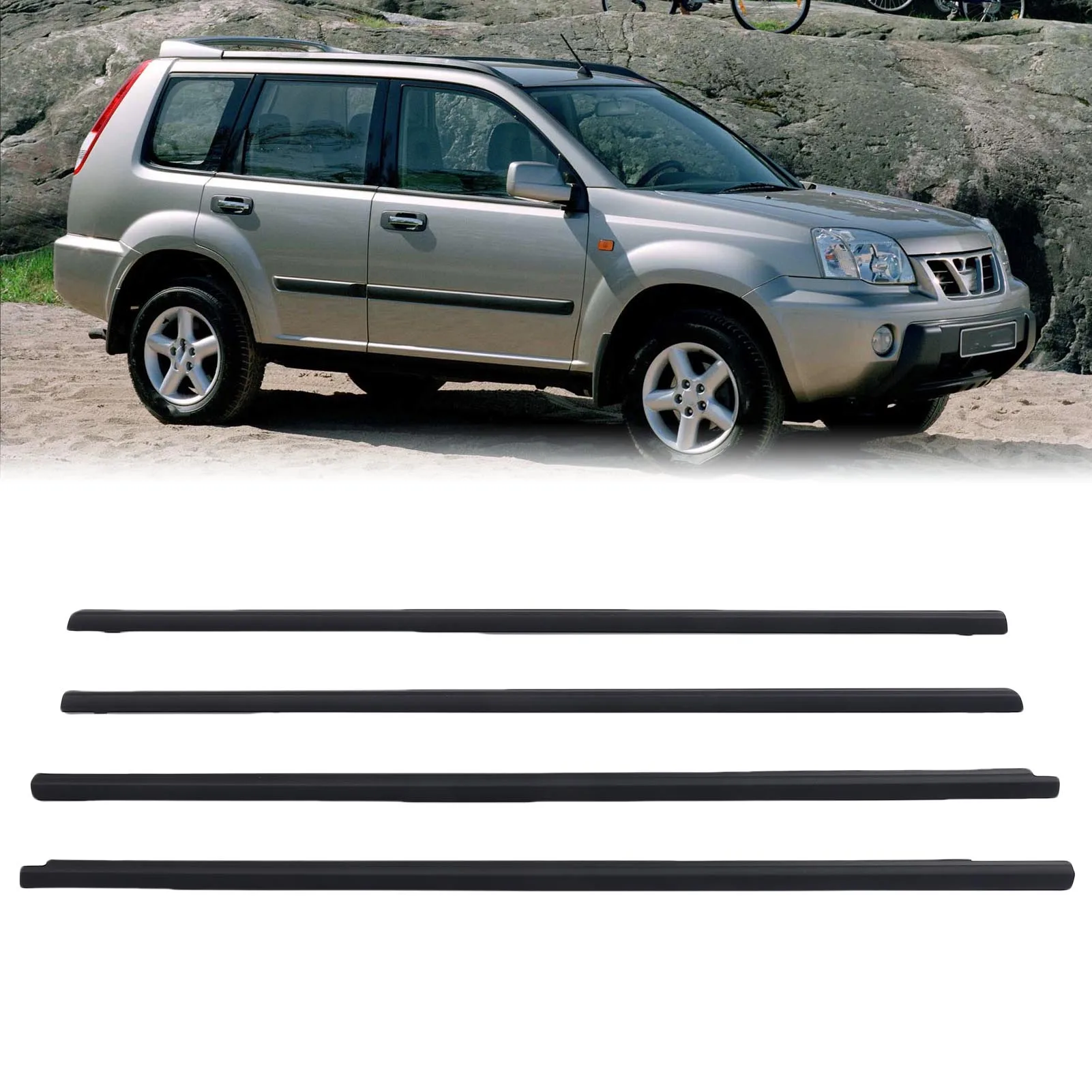 Window Weatherstrip  Belt Seamless Fit Rubber Anti Crack 80821 8H300 Replacement for X-Trail T30 2001-2007 for Vehicle