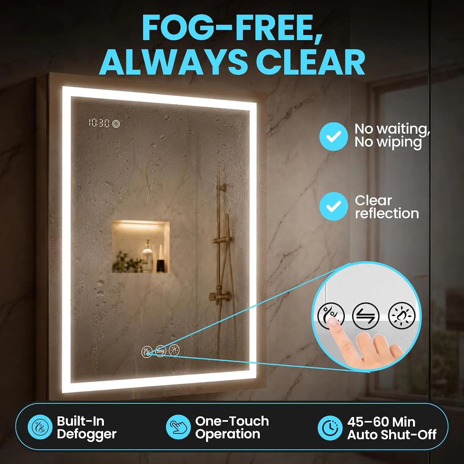 LED Medicine Cabinet Mirror 24x32in Lighted Bathroom Cabinet Defogger Recessed Surface 3X Makeup Mirror Dimmer Outlets USB