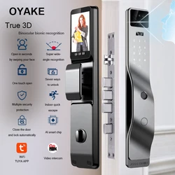 Tuya wifi lock 3d face fechadura eletrônica inteligente com câmera impressão digital senha cartão chave desbloquear intercom em tempo real