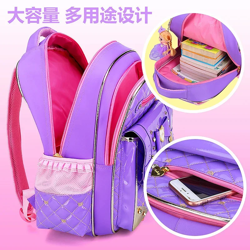 Mochila ortopédica impermeable para niños y niñas, morral de princesa para escuela primaria