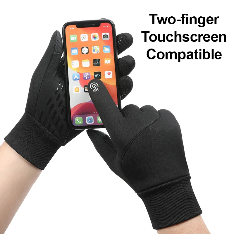 Winter Cycling Gloves Men Women Thermal Water‑repellent Touch Screen Fleece Outdoor Anti‑slip Full Finger Sports Gloves Driving