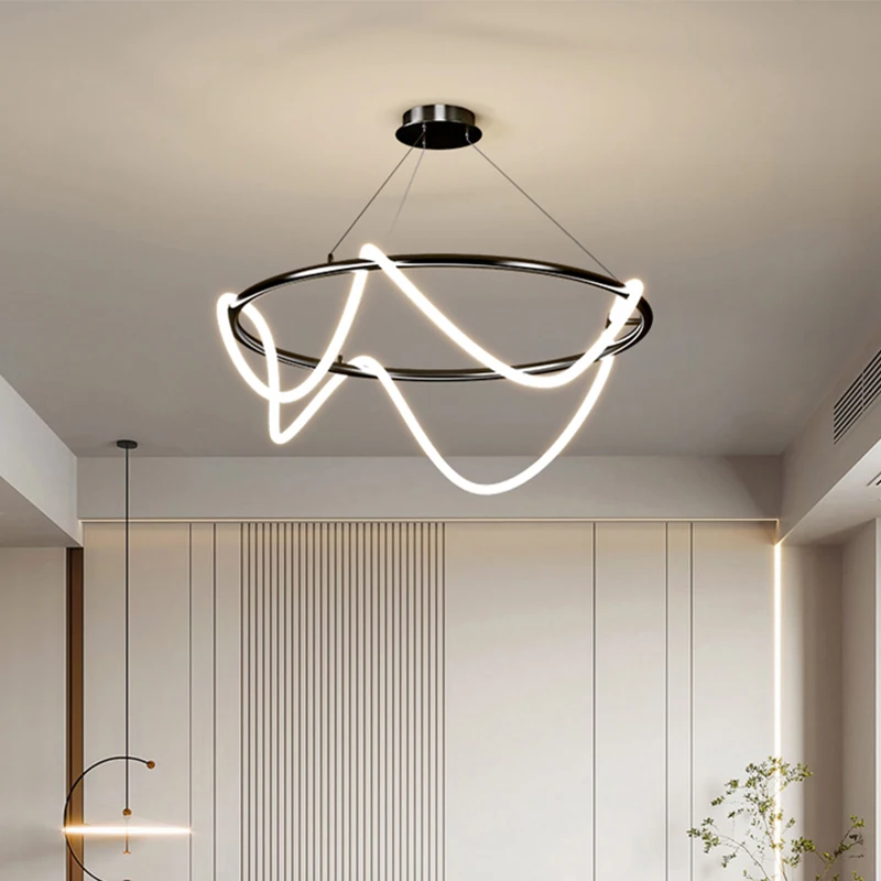 الحديثة خرطوم طويل Led ثريا تركب بالسقف لطاولة غرفة الطعام المطبخ بار قلادة الإضاءة تعليق تصميم Lusters الإنارة #3