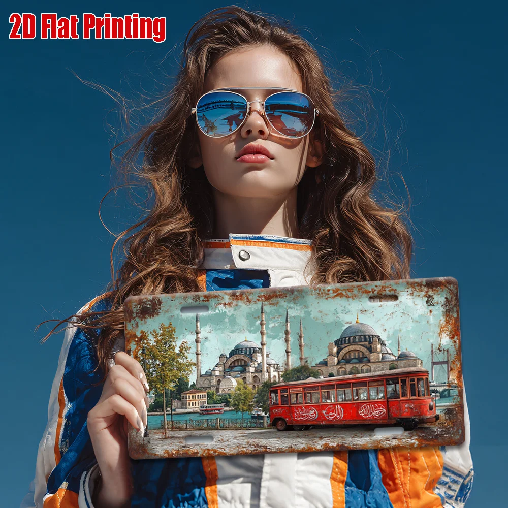 2D Flat, 1pc Istanbul Tram Vintage Aluminum Sign - Tramcar-Themed Aluminum Wall Art Suitable for Home, Garage, Cafe & Office