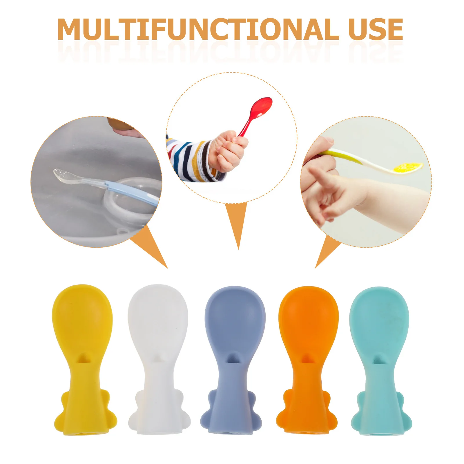 5 قطعة مجموعة ملاعق سيليكون الطفل 2 حزمة لينة الحقيبة ملعقة مرفق ل ضغط تغذية الأطفال الصغار الغذاء موزع أداة سيليكون