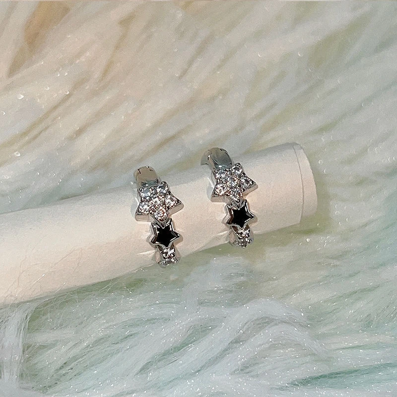 Fashion Retro Zircon Crystal Pentagram Earrings 2023 Trend Simple Star Hoop Earrings for Women Girls Aesthetic Jewelry Wholesale