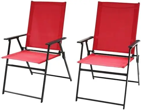 Foldable Patio Dining Chairs, 2pcs Folding Chairs for Outside | Portable Lawn Chairs 4 Pack, All-Weather Outdoor