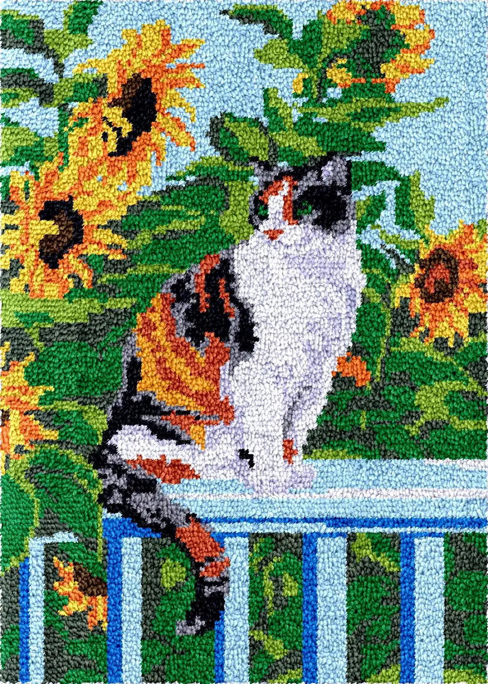 

Smyrna large latch hook kits rugs Sunflowers Cats carpet embroidery set pillow package plastic canvas tapestry Diy bag making