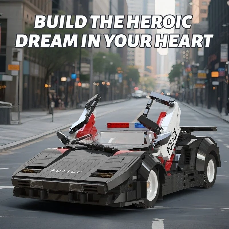 1383PCS building block toys, police car supercars, DIY collectible models, dream gifts for birthdays and holidays (with box)