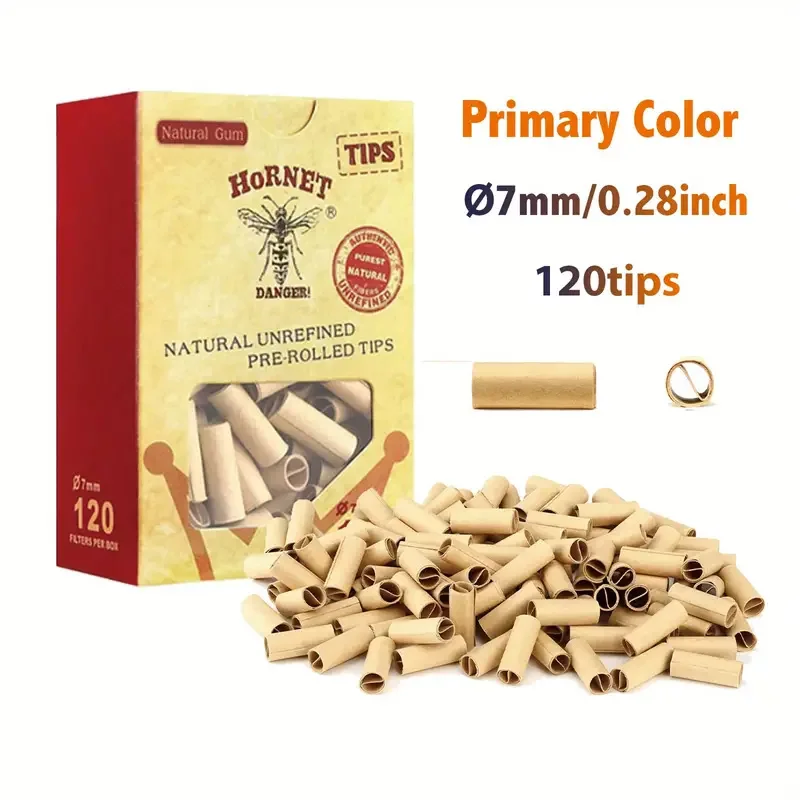 NEW 120pcs/Boxed Pre-Rolled Filter 7mm Tips Paper Natural Rolling Unrefined Cigarette Slim Smoking Accessories