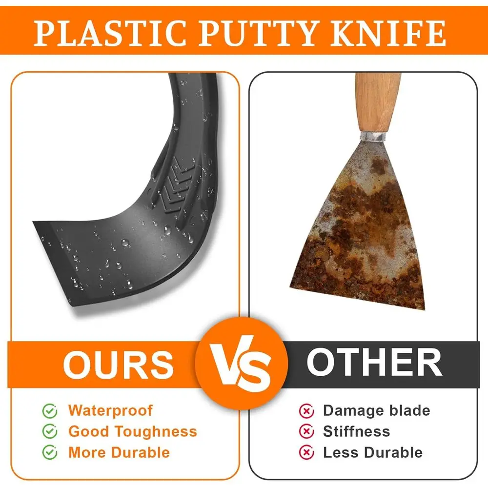 15 عبوة من سكاكين المعجون البلاستيكية، مكشطة سكين المعجون للتناول، مجموعة أدوات مكشطة في 6 أحجام، سكاكين مرنة لتسجيل الحوائط الجافة #4