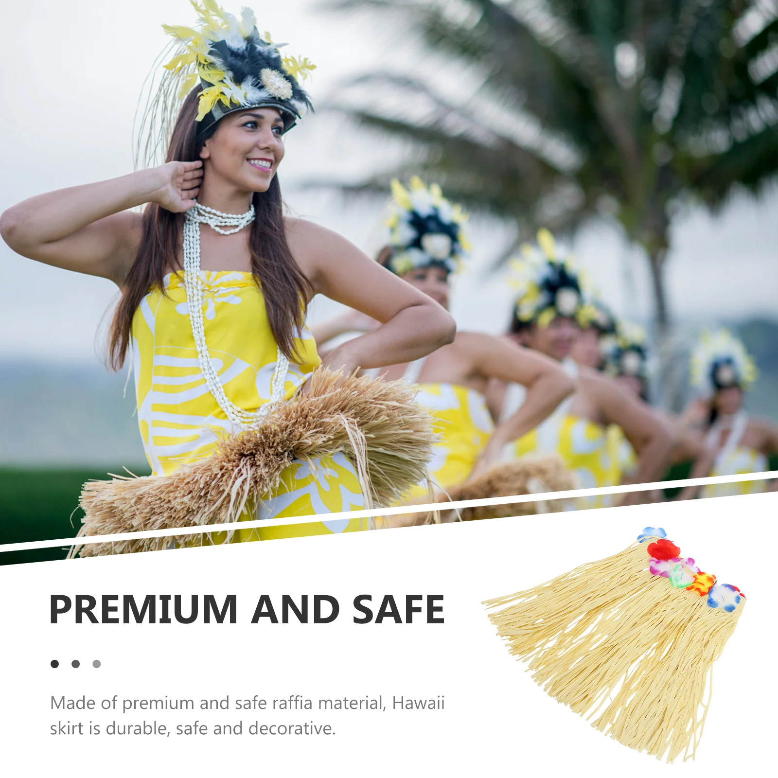 Hula saia premium material de ráfia cintura elástica festa havaiana traje decoração festival desempenho vestido hula saia