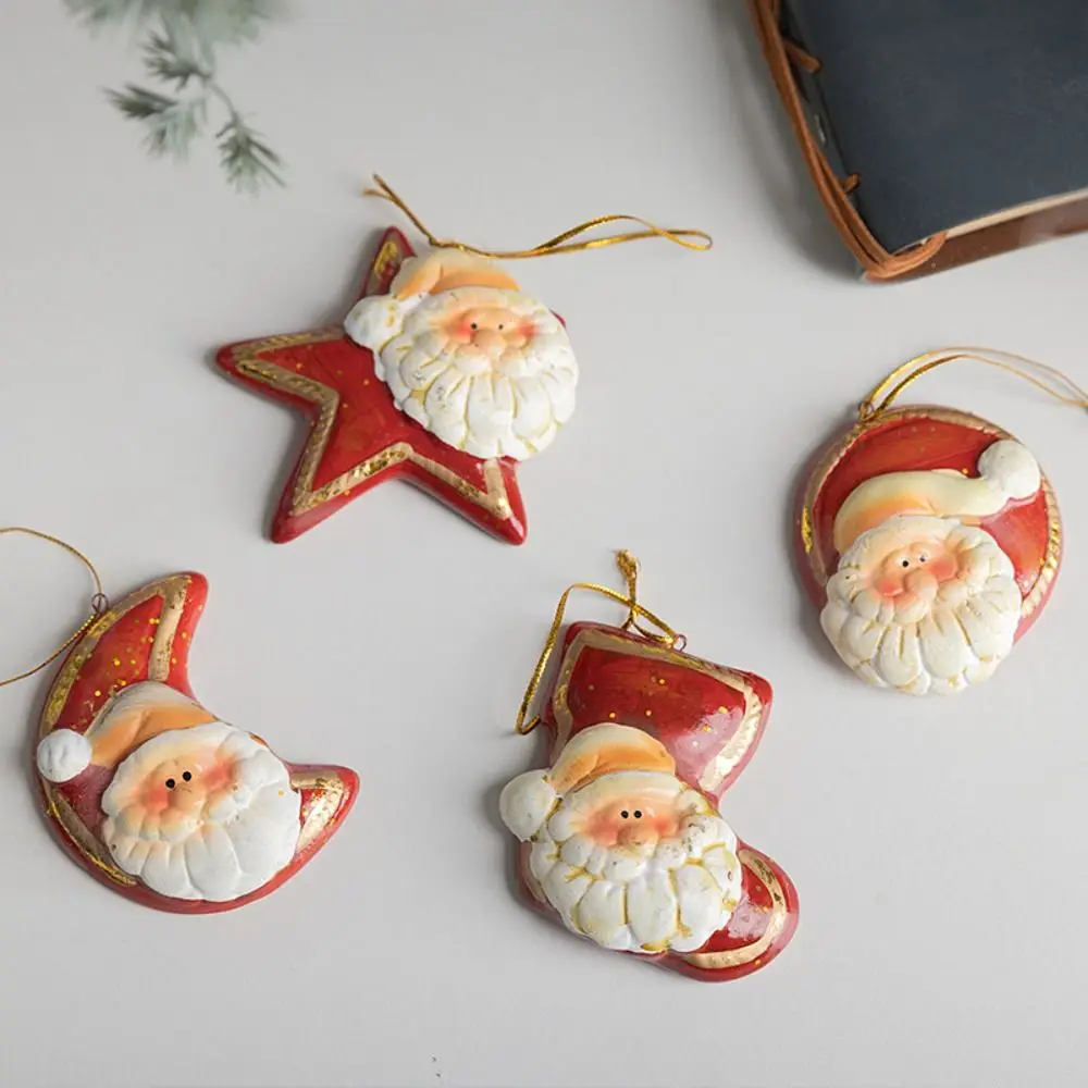 Retro Santa Claus Red Pottery Pendant Handcrafted Cartoon Christmas Tree Hanging Ornaments Exquisite Merry Christmas Decoration