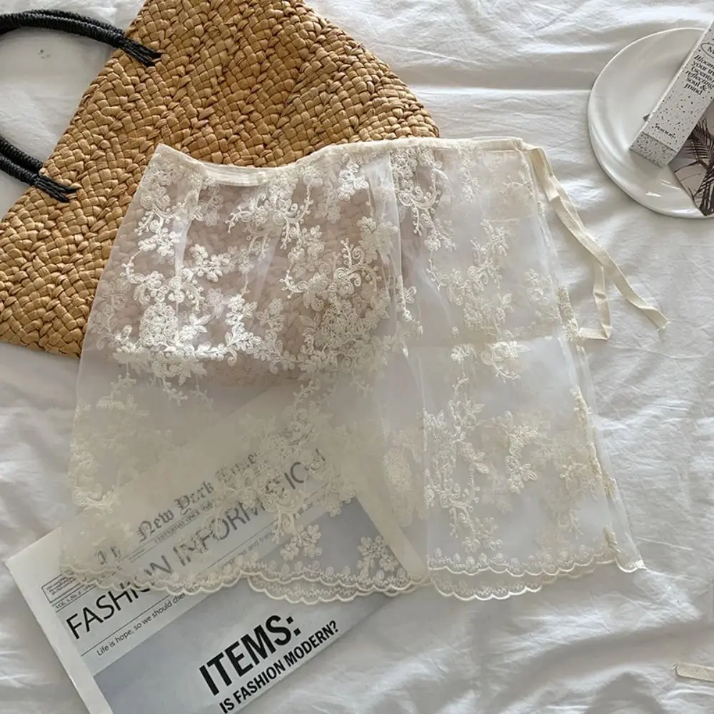 

Универсальная кружевная мини-юбка Y2K с высокой талией, из тюля, с цветочной вышивкой, на шнуровке, женская