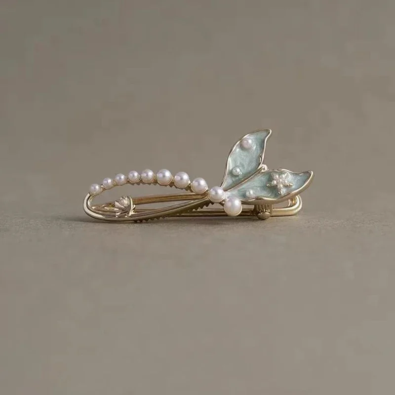 Fee Perle Fischschwanz Haarspange High-End Damen Pony Seitenclip Einfache Legierung Entenschnabel Clip Haarnadel Frankreich Stil Haarschmuck