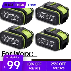 for Worx 20V 6.0Ah Replacement Li-ion Rechargeable Battery for Worx WA3551 WA3553 WX390 WX176 WX386 WX373 WX290 WX800 WU268