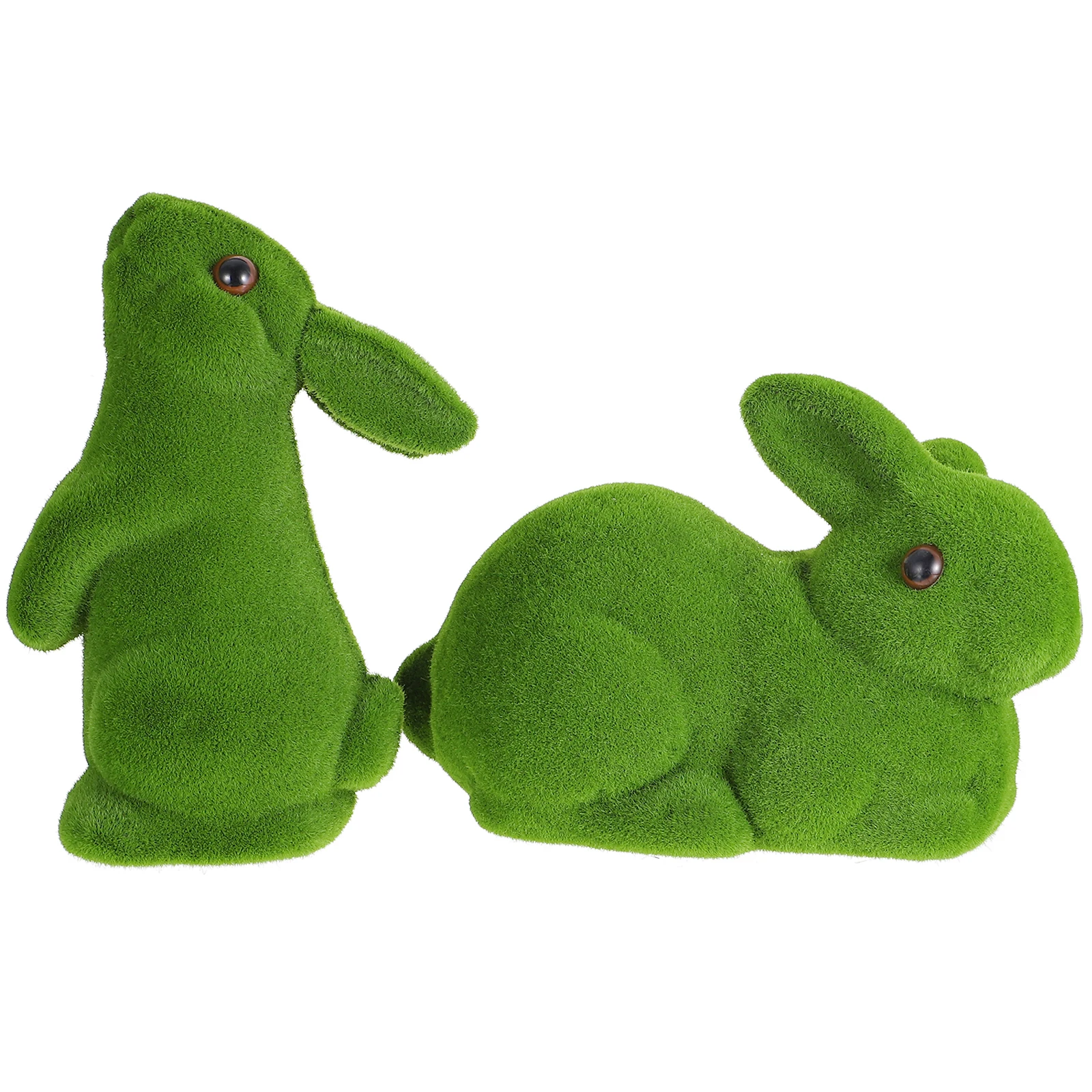 

2 PCS Simulated Rabbit Decoration Party Bunny Ornament Wicker Moss Flocked Easter Foam