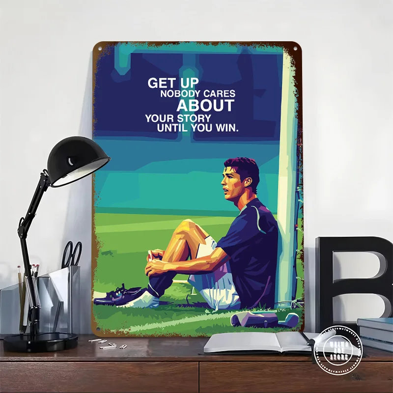 Cristiano Ronaldo Inspirational Quote 3D Printed Texture Poster Personalized Wall Art Retro Metal Tin Signs for Decor Room Home