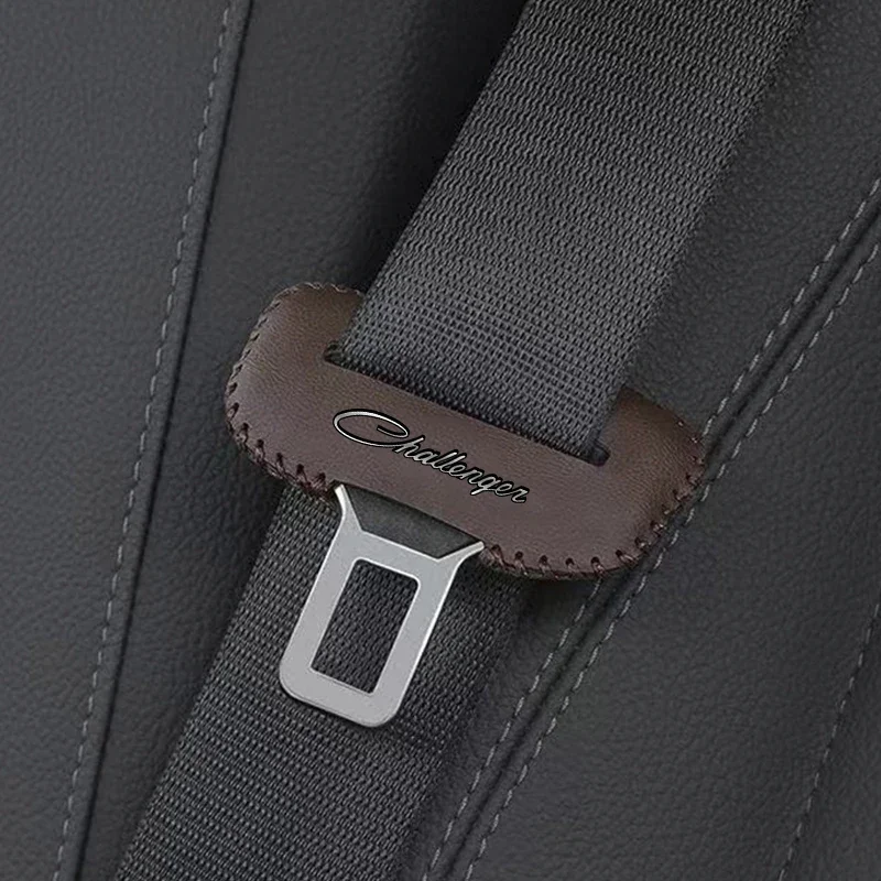 2pcs PU Leather Car Seat Belt Buckle Clip Cover Protector Anti-Scratch Case For Dodge Challenger