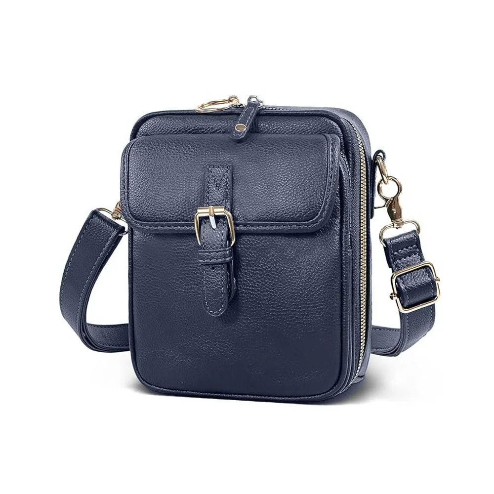 Leather Women Messenger Bag with Adjustable Removable Strap Large Capacity PU Shoulder Bag Solid Color Anti-theft Phone Handbag