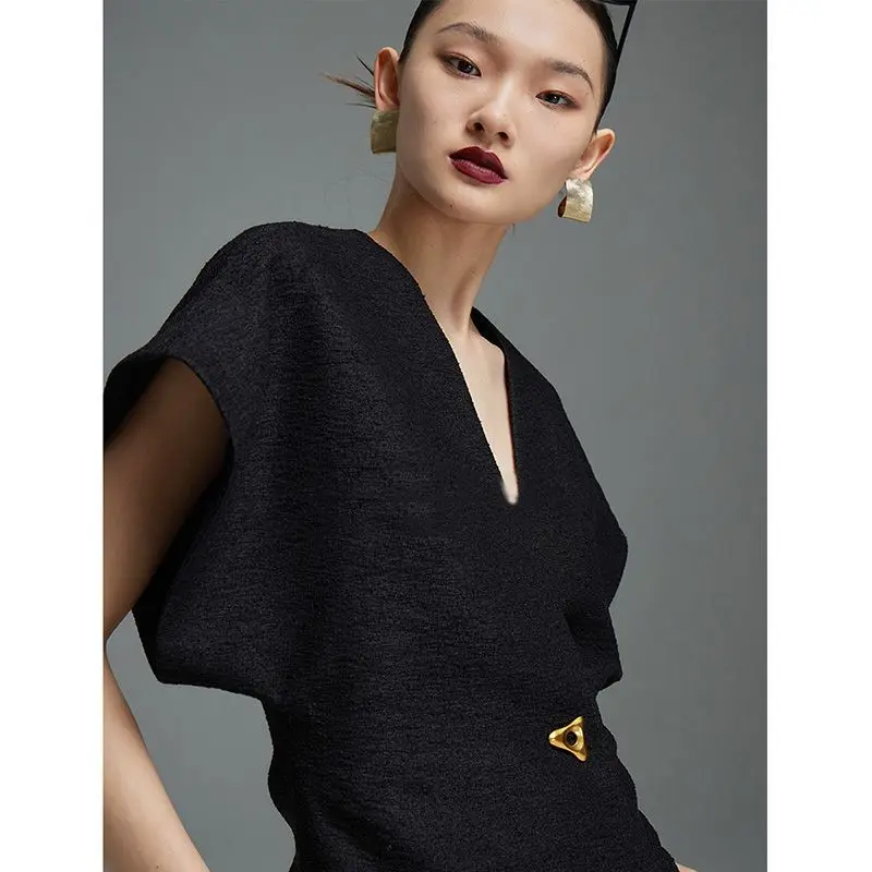 Summer V-neck Sleeveless Blazer Women Slim Spliced Button Solid Coat High-end Luxury Designer Clothing Korean Suit Office Lady