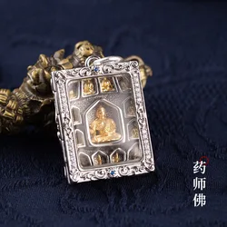 Pharmacist Sutra Brass Silver Plated Pharmacist's Twelve Wishes Pendant Small Buddha Niche Tibetan Jewelry Men's And Women's Nec