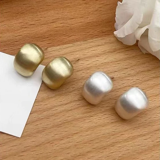 

Real 925 Sterling Silver Classic Brushed Square Stud Earrings for Charm Women Minimalist Fine Jewelry Geometric Accessories