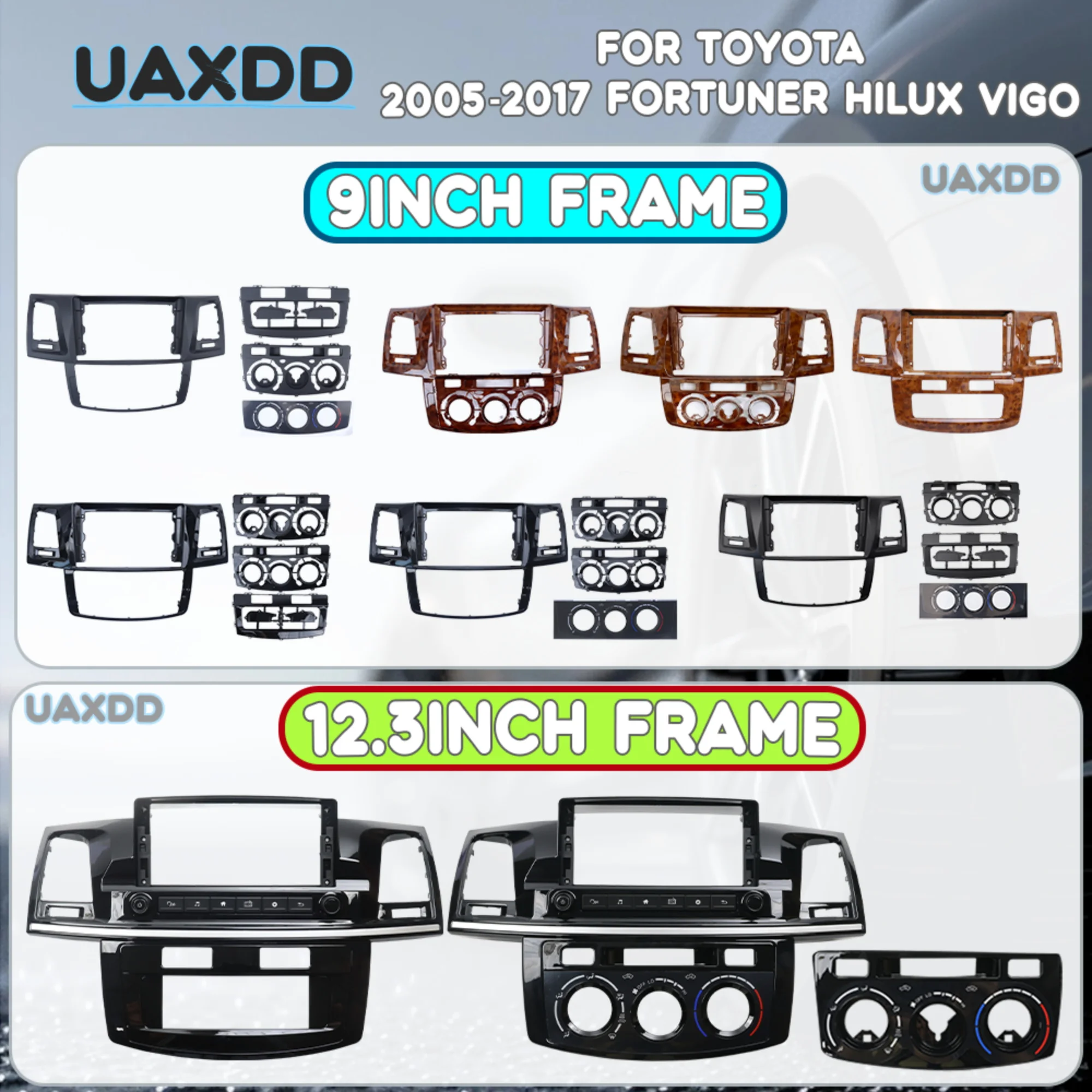 Dashboard Panel FOR Toyota 2005‑2017 Fortuner Hilux Vigo 2 Din Car Android Radio Frame Fascia Kit Navigation Multimedia Interior