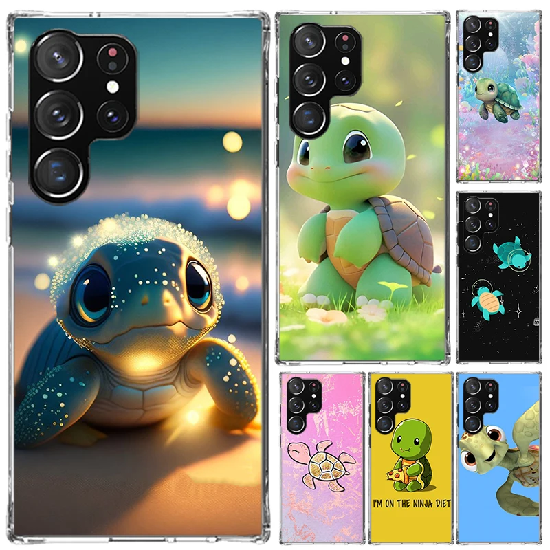 Cartoon Sea Turtle Tortoise Phone Case for Samsung Galaxy S26 S24 S23 Ultra S25 Edge S22 S21 Plus S20 FE + Soft Print Shell Fund