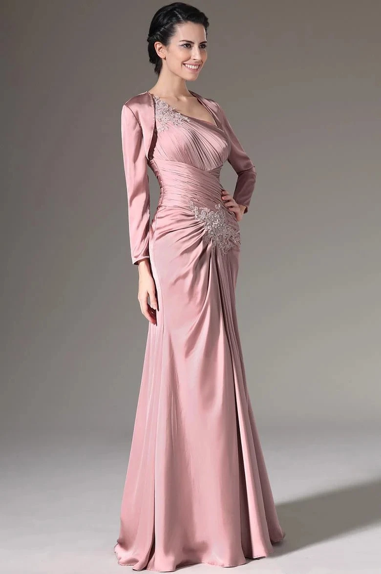 Vestido de dos piezas de sirena para mujer, traje elegante de satén Rosa polvoriento con cuentas de encaje para boda, madre, invitado, noche, graduación, NewCL-581