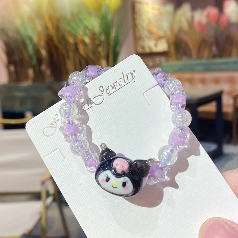 Sanrio Bracelet Kawaii Kuromi Crystal Melody Bracelet Cinnamoroll Bracelets For Jewelry Girls Heart Decorative Bead Chain Gift