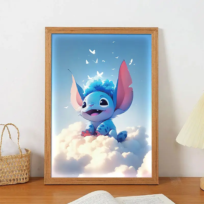 Disney Stitch Cute Cartoon LED Photo Frame Light Lilo & Stitch Wall Room Decoration Painting Creative Night Light Ambient Light