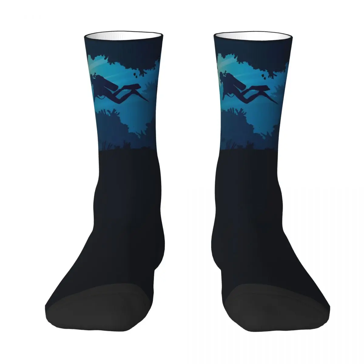 Scuba Diving Pattern Men Socks Windproof Novelty Spring Summer Autumn Winter Stockings