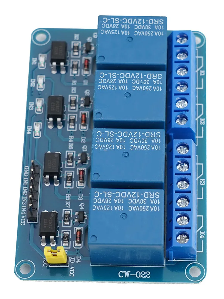 Microcontrollers Relay Control Board 4-way Relay Module 76mm*56mm*18.5mm Way Channel Relay Module New Practical