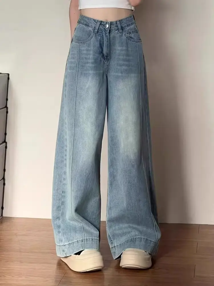 Vaqueros anchos holgados para mujer, estilo vintage Y2K punk, de talle bajo, pantalones de mezclilla sueltos, moda urbana, pantalones largos estilo skater.